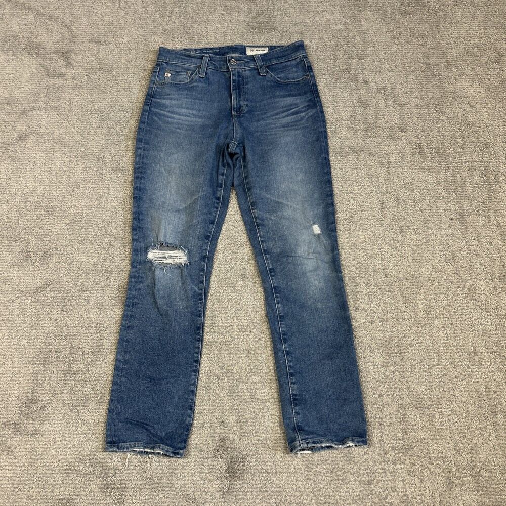 AG Jeans Adriano Goldschmied Womens 27 Slim Straight Mari Crop Distressed
